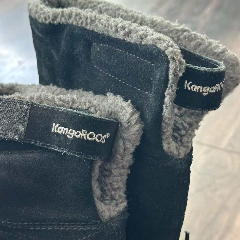 Vintage KangaRoos FreeRide Black Leather Boots Tall Zip Winter Insulated Size 10 - Picture 9 of 9
